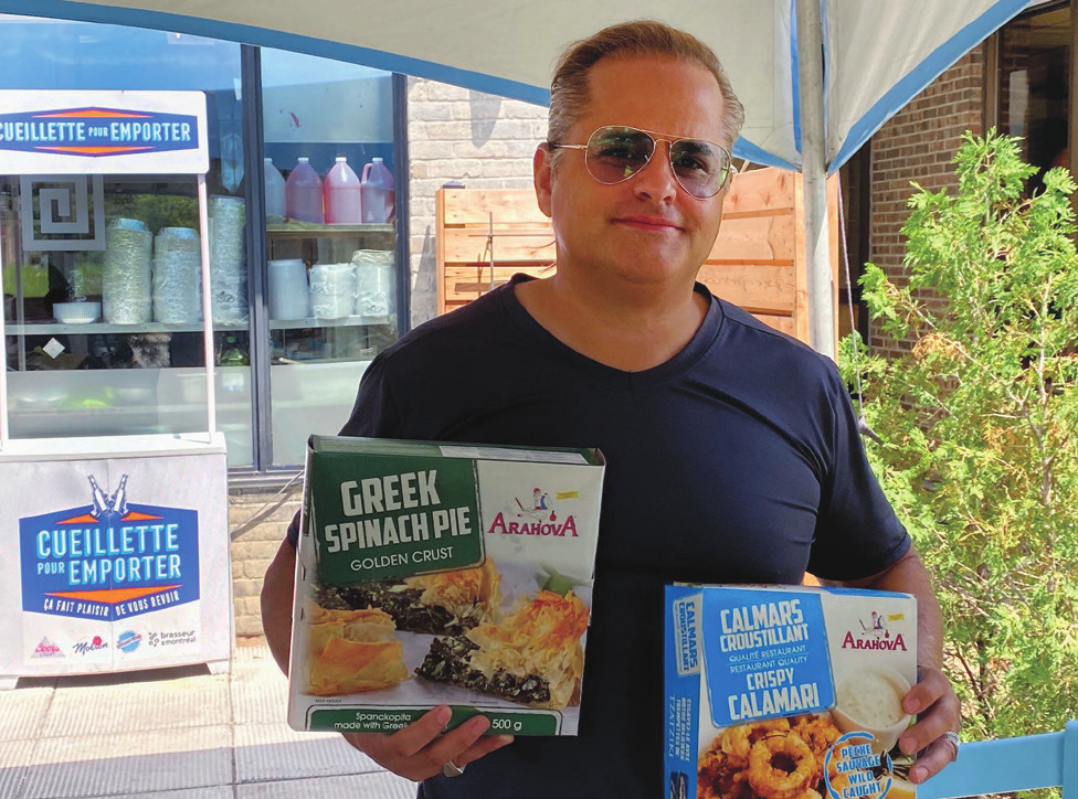 President George Kalogrias displays some of
the frozen food items produced by Arahova