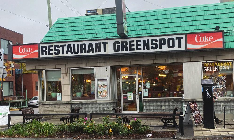 The iconic Greenspot façade on Rue Notre-Dame Ouest