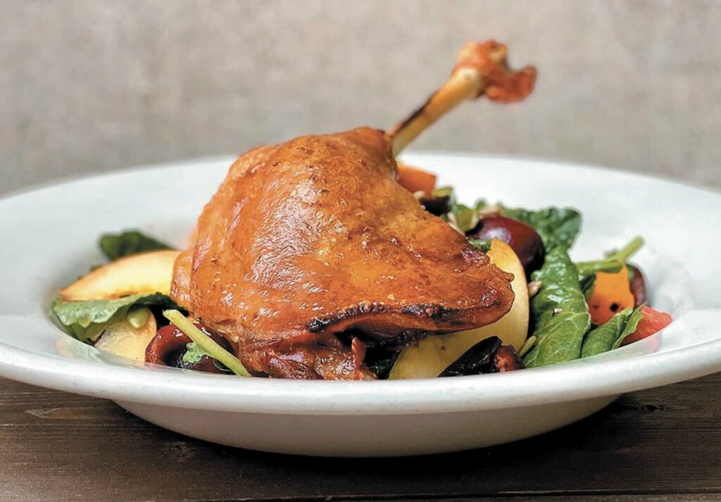 The duck confit at the Metropolitan Brasserie