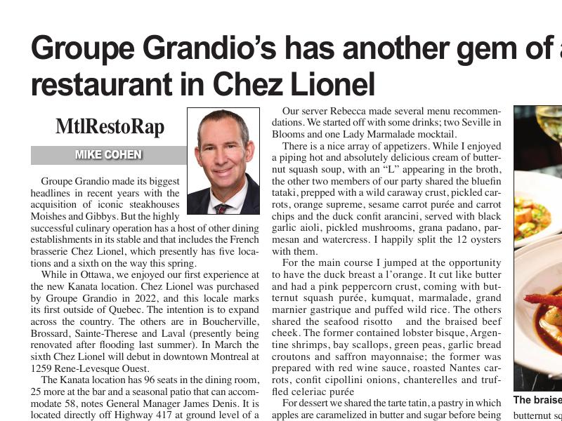 Chez Lionel And Ottawa Notes