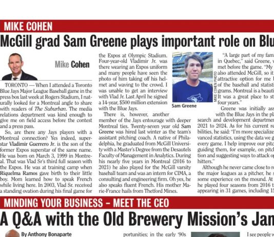 McGill Grad Sam Greene Joins Toronto Blue Jays Coaching Staff